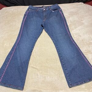 Neeso Jeans Womens Sz 16 Embroidered Wide Leg Grunge Skater Y2K